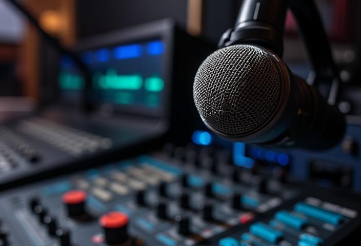 Professional audio equipment in a studio